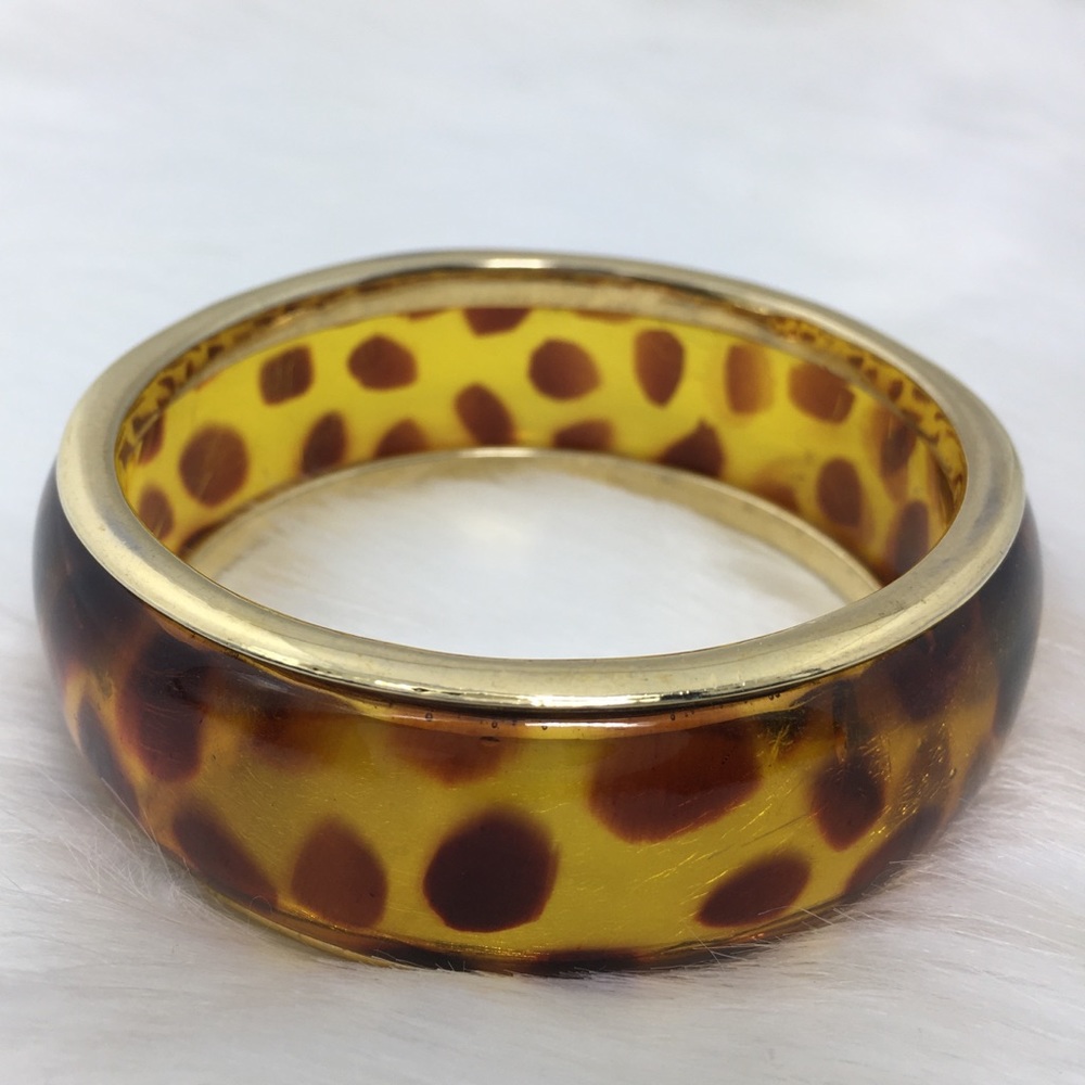 Vintage Leopard Print Lucite Bangle - Picture 4 of 6